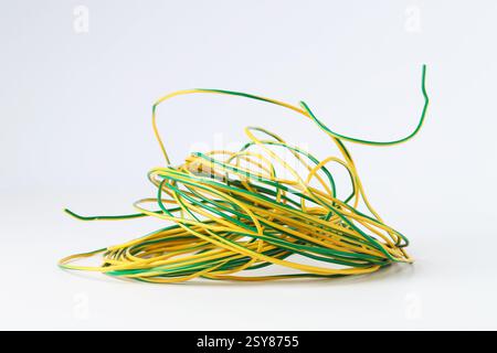 Insulated colorful electrical wire isolated on white Stock Photo