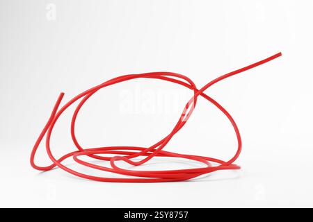 Insulated red electrical wire isolated on white Stock Photo