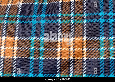 umbrella Plaid texture art closeup blue. Stock Photo