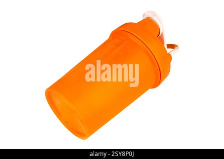Shaker Bottle Whey Protein isolated on white background. Stock Photo