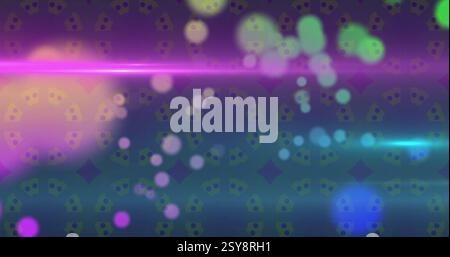 Image of colourful spots moving over light spots Stock Photo