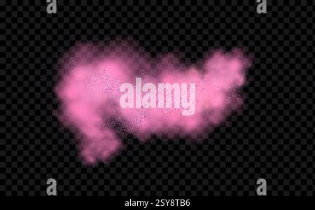 Magical motion, sparkling lines on a black background.Pink powder dust with glittering shimmering swirls, shiny glitter design. Stock Vector