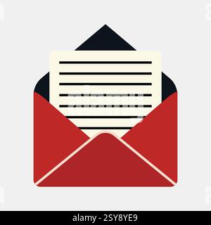 Envelope Icon - Paper in the Envelope ready to deliver as a post - Post Office Stock Vector