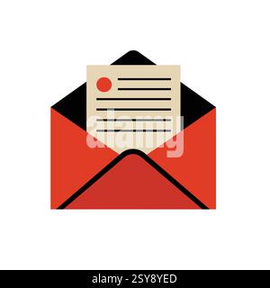 Envelope Icon - Paper in the Envelope ready to deliver as a post - Post Office Stock Vector