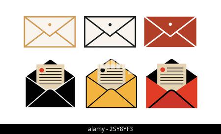 Envelope Icon - Paper in the Envelope ready to deliver as a post - Post Office Stock Vector