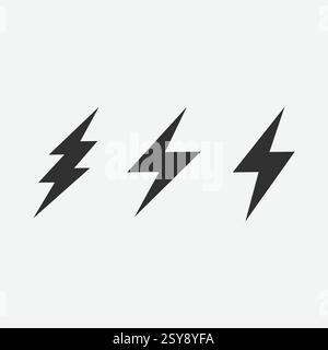 Set of Lightning Bolt Icon - Electric Icon Bundle Stock Vector