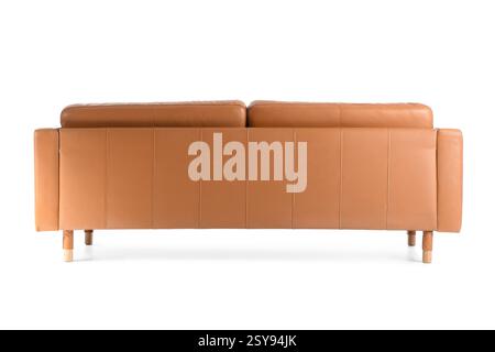 Comfortable sofa isolated on white background. Back view Stock Photo