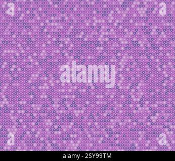Abstract mosaic background. Purple color tones gradients. Plain hexagon frames. Small hexagon geometric shapes. Seamless pattern. Stock Vector