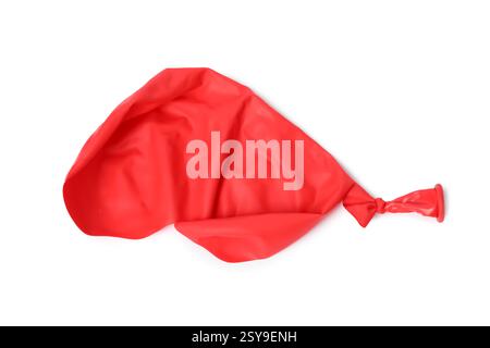 One red popped balloon isolated on white Stock Photo
