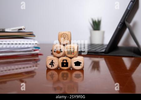 Planning tax 2025 new year symbol. Concept words Tax 2025 on beautiful wooden blocks. Dollar bills. Beautiful background from dollar bills. Business t Stock Photo