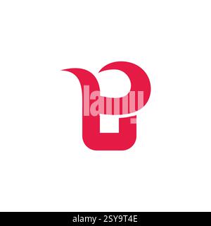 letter py red curves shape simple geometric logo vector Stock Vector