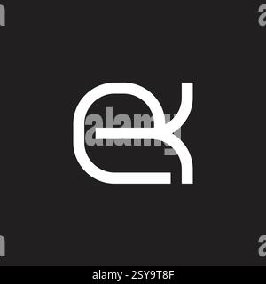 letters ke simple curves geometric linked logo vector Stock Vector