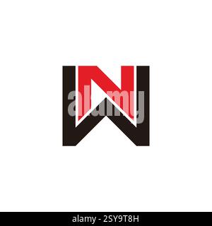 letter nw simple colorful geometric lines logo vector Stock Vector