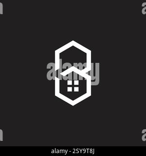 letters b hexagonal window house simple logo vector Stock Vector