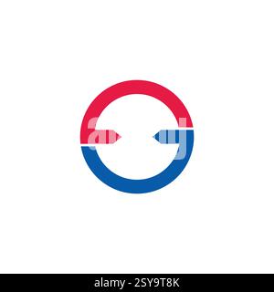 circles colorful opposite arrow simple geometric logo vector Stock Vector