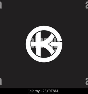 letters kg simple linked geometric round logo vector Stock Vector