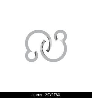 letter n cloud simple ribbon linked logo vector Stock Vector