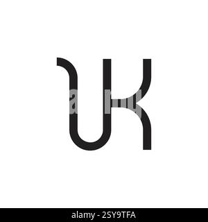 letters uk simple curves geometric lines logo vector Stock Vector