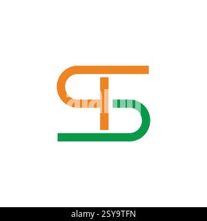 letter st simple loop colorful logo vector Stock Vector
