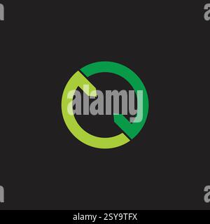 rotate green recycle arrow geometric line logo vector Stock Vector