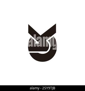 letters yo circles geometric black simple logo vector Stock Vector