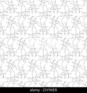 Stag beetle. Seamless pattern. Doodle style. Stock Vector