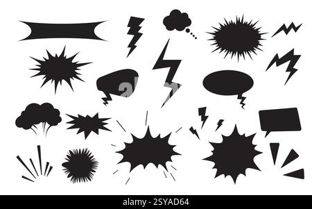 Comic Burst Explosion Vector | Boom Elements And  Speech Bubbles | Pop Art And Retro Style Illustration Stock Vector