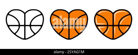 Basketball heart shape illustration. Basketball heart icon. Stock Vector