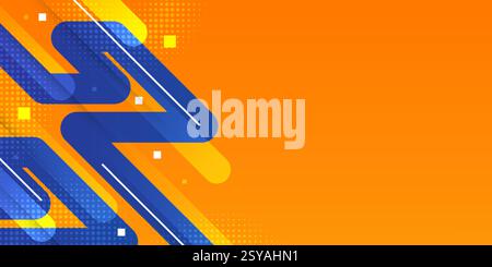Blue and Orange Abstract Background with Dynamic Line Shapes Stock Vector
