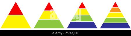 Pyramidal diagram with four colorful ribbon elements. Concept of 4 business options to choose. Creative infographic design template. Realistic vector Stock Vector