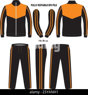 Track Top Side Stripe and Track Bottoms Side Stripe Mock up Vectors Stock Vector