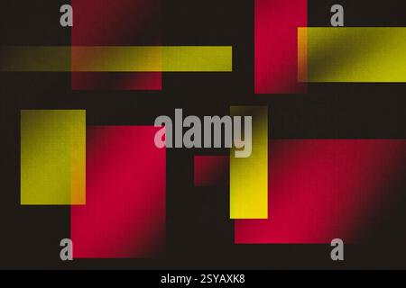 Abstract geometric background featuring a creative assembly of red and yellow rectangles, ideal for modern business presentations and designs, rendere Stock Photo