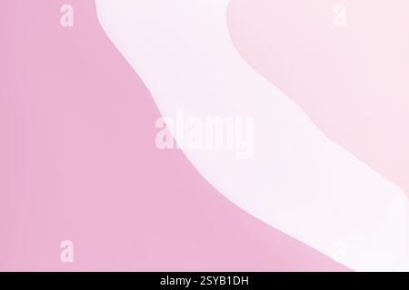 A minimalist abstract background featuring soft acrylic paint pink and white hues with flowing curves. Ideal for designs requiring a gentle and soothi Stock Photo