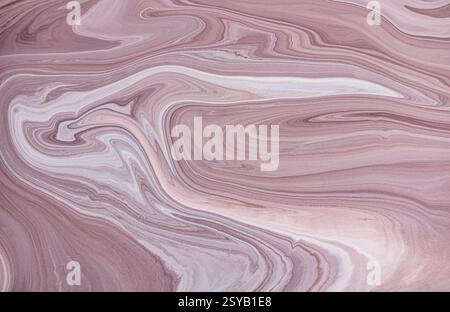 A captivating view of pink and white acrylic paint marble pattern, featuring intricate swirls and organic lines. Perfect for backgrounds or decorative Stock Photo