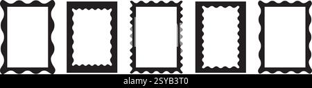Wave scalloped edge frames set. Trendy photo borders. Modern vector template. Stock Vector