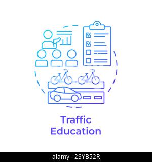 Traffic education blue gradient concept icon Stock Vector
