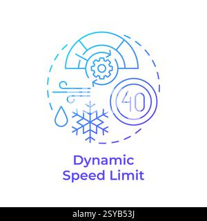 Dynamic speed limit blue gradient concept icon Stock Vector
