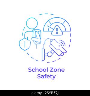 School zone safety blue gradient concept icon Stock Vector