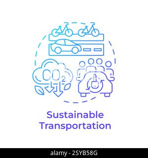 Sustainable transport blue gradient concept icon Stock Vector