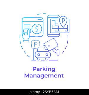 Parking management blue gradient concept icon Stock Vector