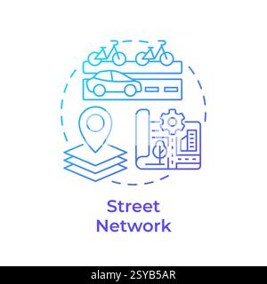 Street network blue gradient concept icon Stock Vector