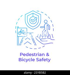 Pedestrian and bicycle safety blue gradient concept icon Stock Vector