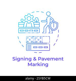 Signing and pavement marking blue gradient concept icon Stock Vector
