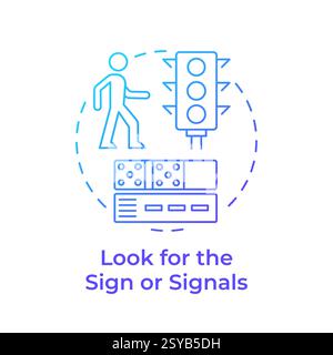 Look for signs and signals blue gradient concept icon Stock Vector