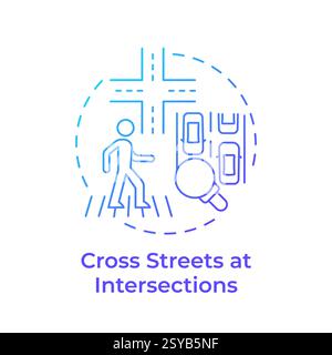 Cross streets at intersections blue gradient concept icon Stock Vector