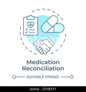 Medication reconciliation soft blue concept icon Stock Vector