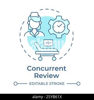Concurrent review soft blue concept icon Stock Vector