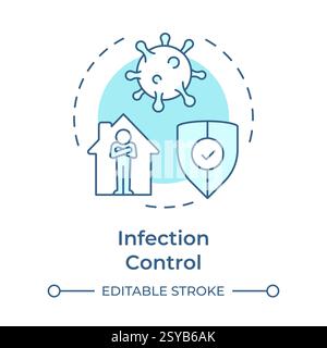 Infection control soft blue concept icon Stock Vector