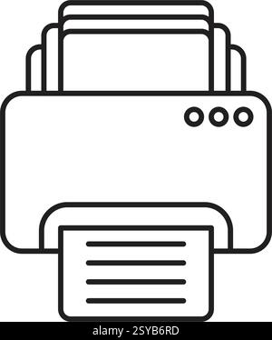 Printer icon in flat linear style. Office machine vector illustration on isolated background. Printout sign business concept. Stock Vector