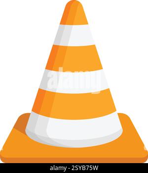 Traffic cone icon in flat style. Safety obstacle vector illustration on isolated background. Construction barrier sign business concept. Stock Vector